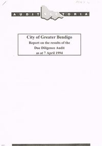 Document - VERN ROBSON COLLECTION:  DUE DILIGENCE AUDIT 7 APRIL 1994, 7th April, 1994