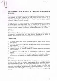 Document - VERN ROBSON COLLECTION:  LONG TERM STRATEGY PLAN FOR BENDIGO