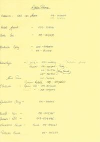 Document - BENDIGO SALEYARDS COLLECTION: MOBILE PHONE NUMBERS