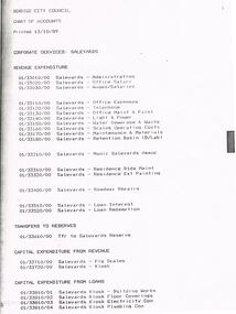 Document - BENDIGO SALEYARDS COLLECTION: CHART OF ACCOUNTS
