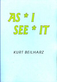 Book - STRAUCH COLLECTION: AS I SEE IT BEILHARZ FAMILY