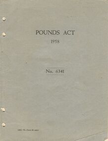 Book - BENDIGO SALEYARDS COLLECTION: POUNDS ACT 1958 - NO 6341