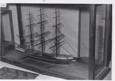 Photograph - GOLDEN DAYS HISTORICAL EXHIBITION COLLECTION: MODEL OF SAILING SHIP IN GLASS CASE