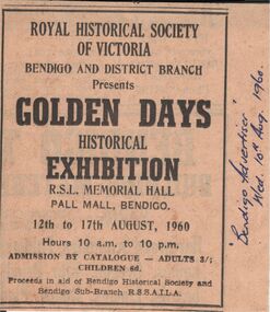 Newspaper - GOLDEN DAYS HISTORICAL EXHIBITION COLLECTION: NEWSPAPER ADVERTISEMENT
