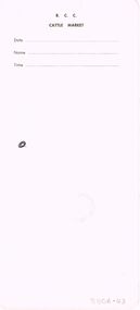 Document - BENDIGO SALEYARDS COLLECTION: B.C.C. CATTLE MARKET CARD