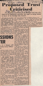 Newspaper - BENDIGO ADVERTISER OCTOBER 2, 1970 ''PROPOSED TRUST CRITICISED'', 1970