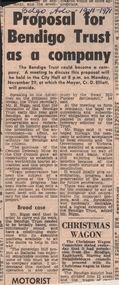 Newspaper - BENDIGO ADVERTISER NOVEMBER 19, 1971 PROPOSAL FOR BENDIGO TRUST AS A COMPANY, 1971