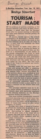 Newspaper - BENDIGO ADVERTISER TUES, JAN 19, 1971 - TOURISM START MADE, 1971