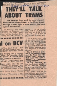 Newspaper - BENDIGO ADVERTISER NOVEMBER 6, 1971 BENDIGO TRUST SAVING THE TRAMS, 1971