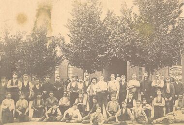Photograph - WORKERS IN FRONT OF THE HORWOOD BROS FOUNDRY