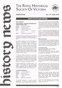 Magazine - THE ROYAL HISTORICAL SOCIETY OF VICTORIA NEWSLETTER. NO 177 MAY 1997