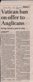 Newspaper - BARBARA MAMOUNEY COLLECTION: NEWSPAPER ARTICLE ON VATICAN BAN