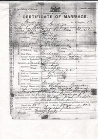 Document - BARBARA MAMOUNEY COLLECTION: COPY OF MARRIAGE CERTIFICATE