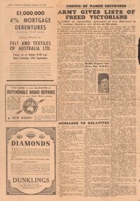 Newspaper - HOWARD AND VIOLET JOLLEY COLLECTION: NEWSPAPER