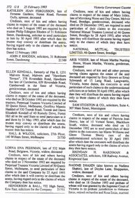 Document - HOWARD AND VIOLET JOLLEY COLLECTION: NOTE TO CREDITORS