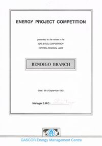 Document - CASTLEMAINE GAS COMPANY COLLECTION: CERTIFICATE, 08/09/1993