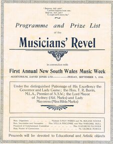 Document - HOWARD AND VIOLET JOLLEY COLLECTION: PROGRAMME AND PROZE LIST MUSICIAN'S REVEL