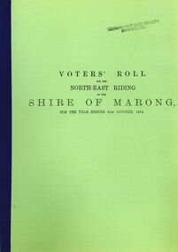 Book - STRAUCH COLLECTION: SHIRE OF MARONG VOTERS ROLL 1870, 1870