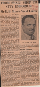 Newspaper - SIDNEY MYER AND  FAMILY CAREER BIOGRAPHY, 10/02/1938