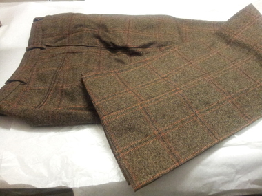 Clothing - TROUSERS - PART OF MAN'S THREE PIECE BROWN TWEED SUIT, 1940s - 50s