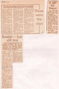 Newspaper - NEWSPAPER CLIPPINGS FURTHER SHAMROCK HOTEL BENDIGO HISTORY, Unknown