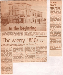 Newspaper - NEWSPAPER CLIPPINGS THE SHAMROCK HOTEL BENDIGO HISTORY, Unknown