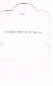 Document - SWING TAGS - BENDIGO HISTORICAL SOCIETY