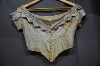 Clothing - GREY SILK BONED BODICE, 1890-1910's