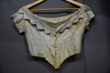 Clothing - GREY SILK BONED BODICE, Ladies Grey Bodice, 1890-1910's