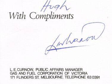 Document - CASTLEMAINE GAS COMPANY COLLECTION: BUSINESS CARD