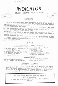 Magazine - GOLDEN SQUARE SECONDARY COLLEGE COLLECTION: YEAR BOOK 1961, 1961