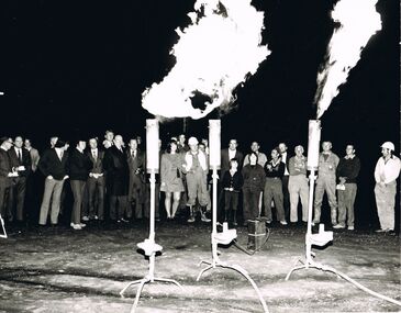 Photograph - CASTLEMAINE GAS COMPANY COLLECTION: PHOTO FIRST BURN OFF NATURAL GAS, 08/1973