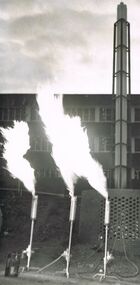 Photograph - CASTLEMAINE GAS COMPANY COLLECTION: PHOTO FIRST BURN OFF NATURAL GAS, 08/1973