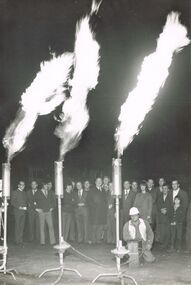 Photograph - CASTLEMAINE GAS COMPANY COLLECTION: PHOTO FIRST BURN OFF NATURAL GAS, 08/1973