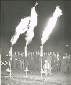 Photograph - CASTLEMAINE GAS COMPANY COLLECTION: PHOTO FIRST BURN OFF NATURAL GAS, 08/1973