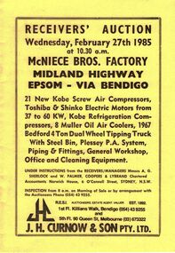 Document - IAN DYETT COLLECTION: AUCTION CATALOGUE - MCNIECE BROS FACTORY - BENDIGO