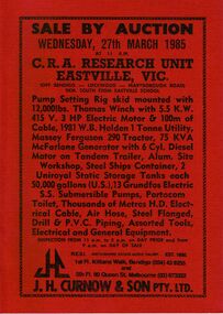 Document - IAN DYETT COLLECTION: AUCTION CATALOGUE - C.R.A. RESEARCH UNIT - EASTVILLE