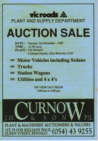 Document - IAN DYETT COLLECTION: AUCTION CATALOGUE - VIC ROADS