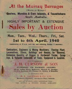 Document - IAN DYETT COLLECTION: AUCTION CATALOGUE - MURRAY BARRAGES