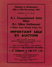 Document - IAN DYETT COLLECTION: AUCTION CATALOGUE - A1 CONSOLIDATED GOLD MINE