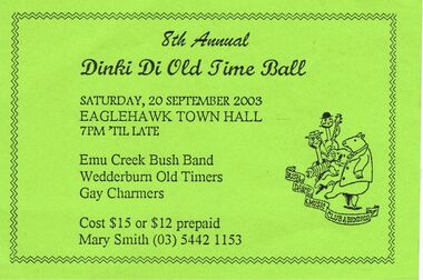 Document - PETER ELLIS COLLECTION: DINKI DI OLD TIME BALL 2003