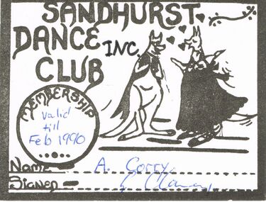 Document - PETER ELLIS COLLECTION: SANDHURST DANCE CLUB, February, 1990