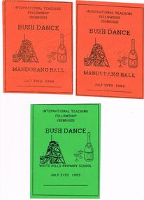 Document - PETER ELLIS COLLECTION: INTERNATIONAL TEACHING FELLOWSHIP BUSH DANCE