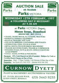 Document - IAN DYETT COLLECTION: AUCTION CATALOGUE - PARKS VICTORIA