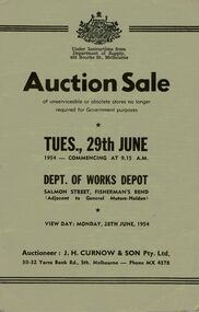 Document - IAN DYETT COLLECTION: AUCTION CATALOGUE - DEPARTMENT OF SUPPLY