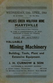 Document - IAN DYETT COLLECTION: AUCTION CATALOGUE - WILKES CREEK WOLFRAM MINE