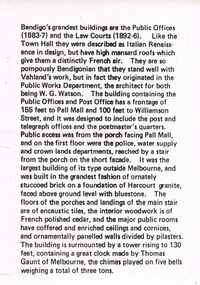 Document - LETTER DESCRIBING BENDIGO'S GRANDEST BUILDINGS