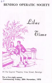 Programme - BENDIGO OPERATIC SOCIETY ''LILAC TIME''