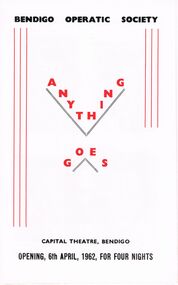 Programme - BENDIGO OPERATIC SOCIETY ''ANYTHING GOES''