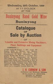Document - IAN DYETT COLLECTION: AUCTION CATALOGUE - BUNINYONG RAND GOLD MINE